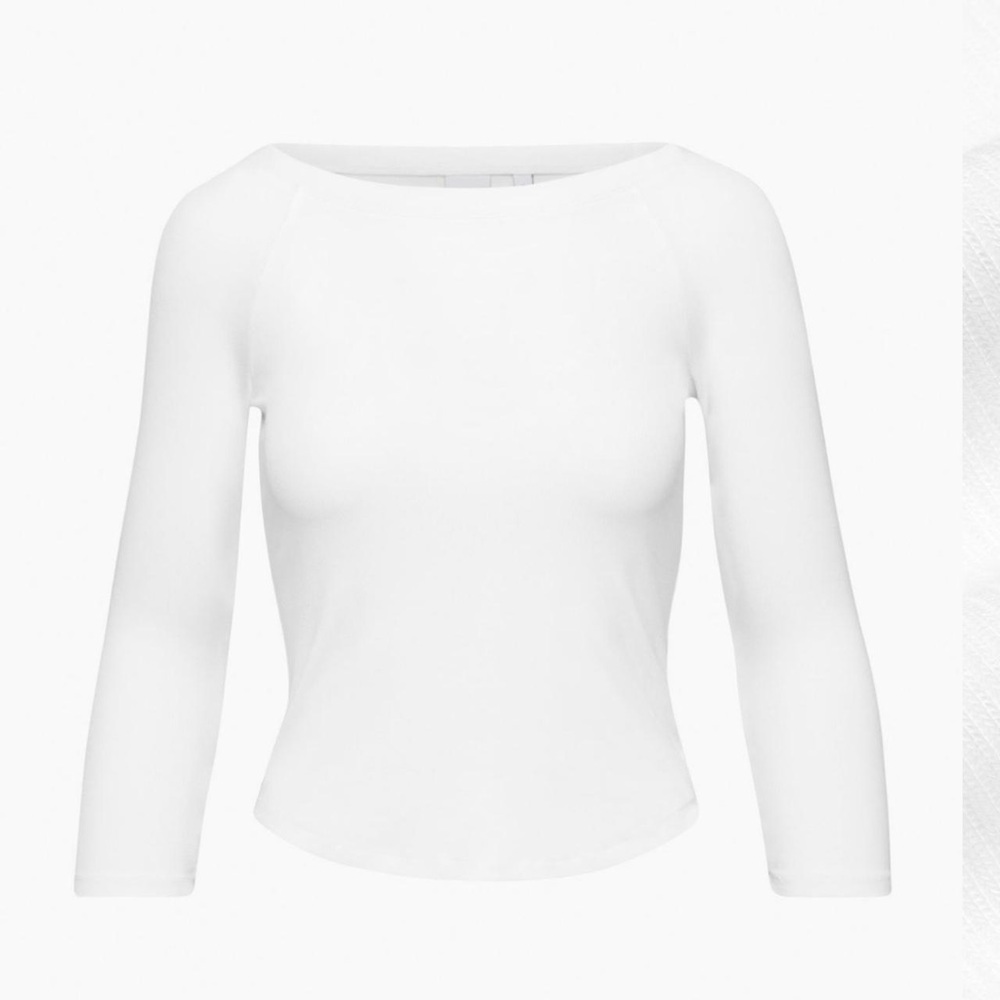 NWOT Sunday Best ribbed white 3/4 sleeve - XS